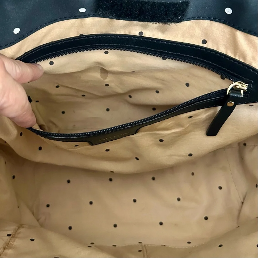 Kate Spade Vintage Black & White Polka Dot Double Handle Shoulder Bag - Picture 12 of 14